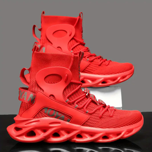 Solid Shock Absorption Blade Type Shoes, Breathable Lace Up Non-Slip Shoes