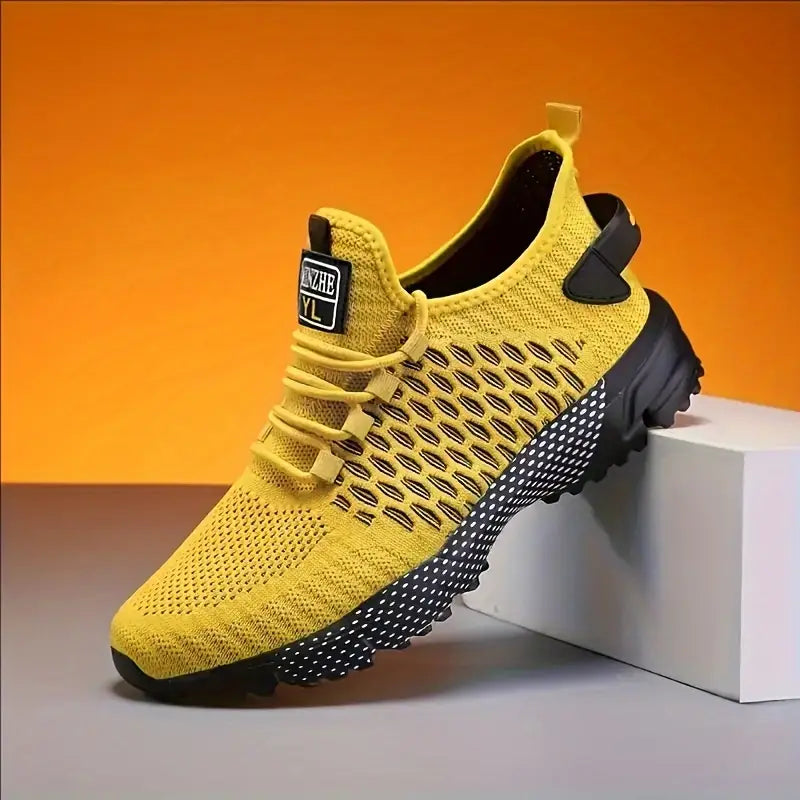 Men's High-Top Athletic Sneakers - Breathable Mesh & Cushioned Inserts for Comfort - Durable EVA Sole,