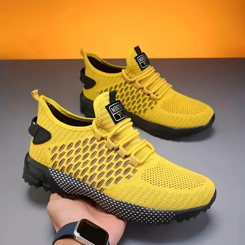 Men's High-Top Athletic Sneakers - Breathable Mesh & Cushioned Inserts for Comfort - Durable EVA Sole,