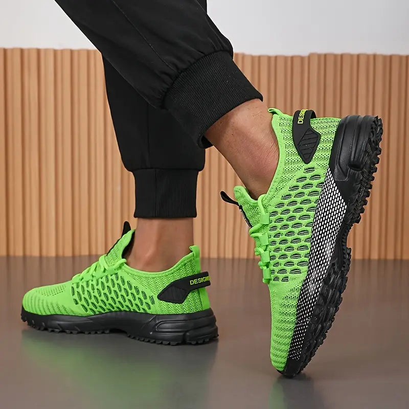Men's High-Top Athletic Sneakers - Breathable Mesh & Cushioned Inserts for Comfort - Durable EVA Sole,