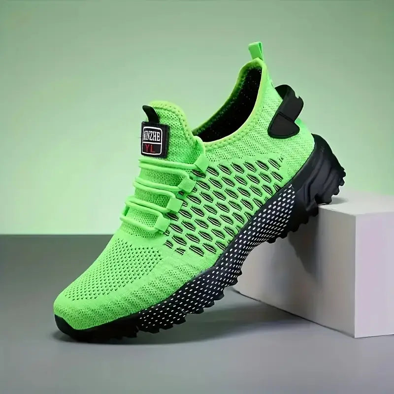 Men's High-Top Athletic Sneakers - Breathable Mesh & Cushioned Inserts for Comfort - Durable EVA Sole,