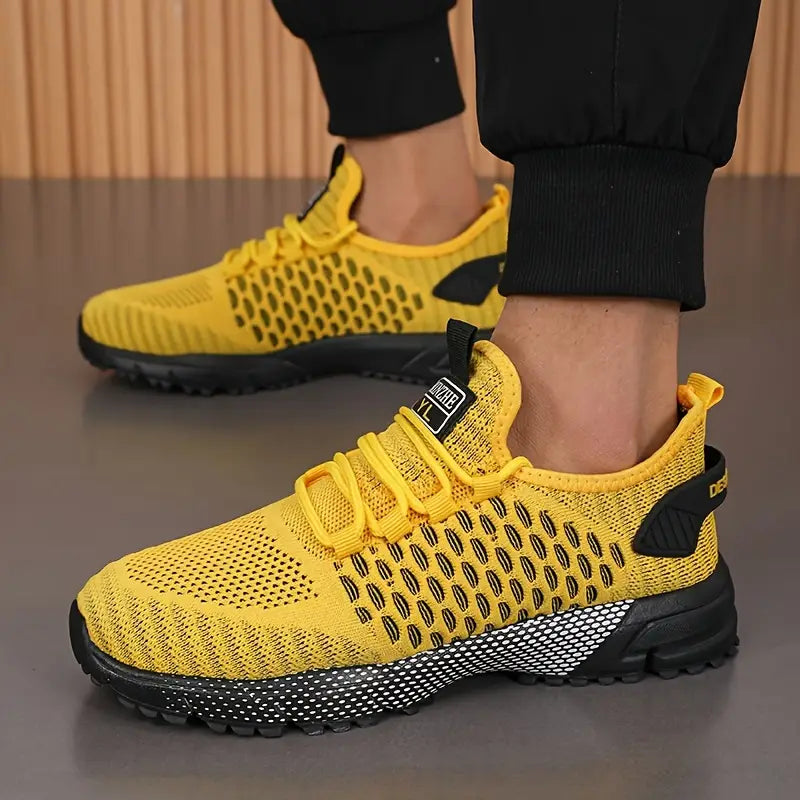 Men's High-Top Athletic Sneakers - Breathable Mesh & Cushioned Inserts for Comfort - Durable EVA Sole,