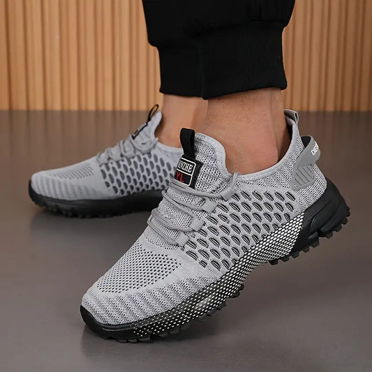 Men's High-Top Athletic Sneakers - Breathable Mesh & Cushioned Inserts for Comfort - Durable EVA Sole,