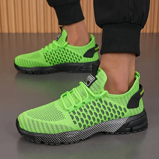 Men's High-Top Athletic Sneakers - Breathable Mesh & Cushioned Inserts for Comfort - Durable EVA Sole,