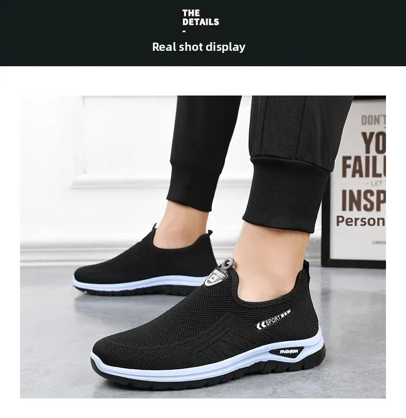 Beijing Old Man Canvas Shoes Men's Anti-Slip Casual Sports Slip-On Breathable Lightweight Comfortable Walking Shoes