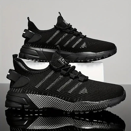 Daily Comfort Men's Breathable Non-Slip Casual Sneakers - Yellow and Black Mesh Design,
