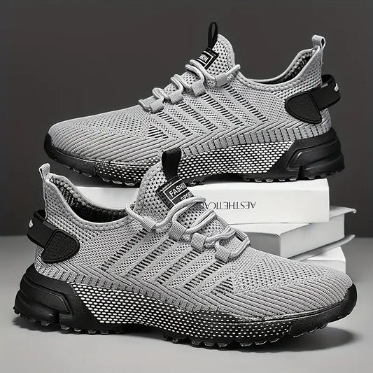 Daily Comfort Men's Breathable Non-Slip Casual Sneakers - Yellow and Black Mesh Design,