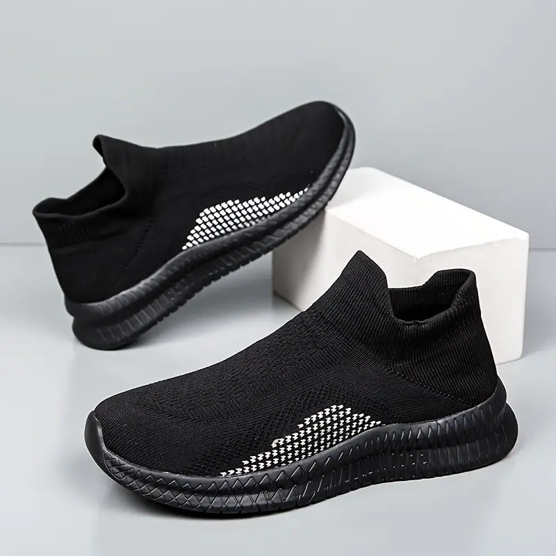 Men'S Low Top Slip-On Sneakers - White Fabric Upper, Breathable Mesh Lining, Non-Slip Sole, Casual Comfort Shoes