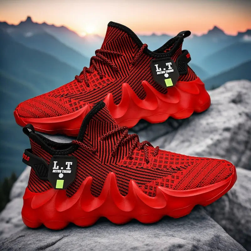 Men'S Fashion Sneakers, Striped Pattern, Low-Top, Breathable Fabric, EVA Sole, No Lining, Casual Running Shoes