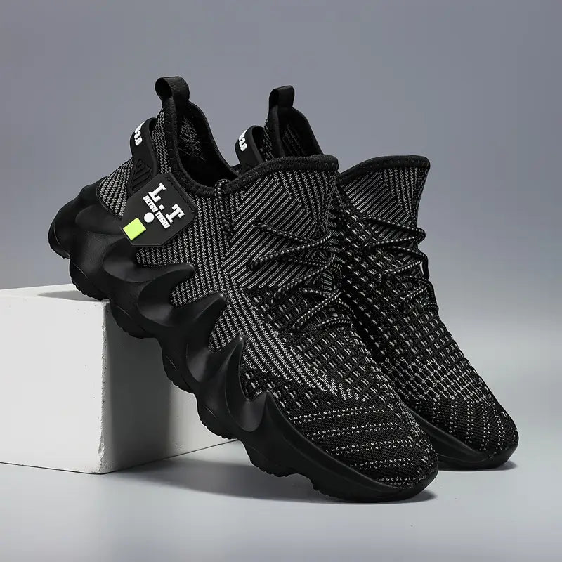 Men'S Fashion Sneakers, Striped Pattern, Low-Top, Breathable Fabric, EVA Sole, No Lining, Casual Running Shoes