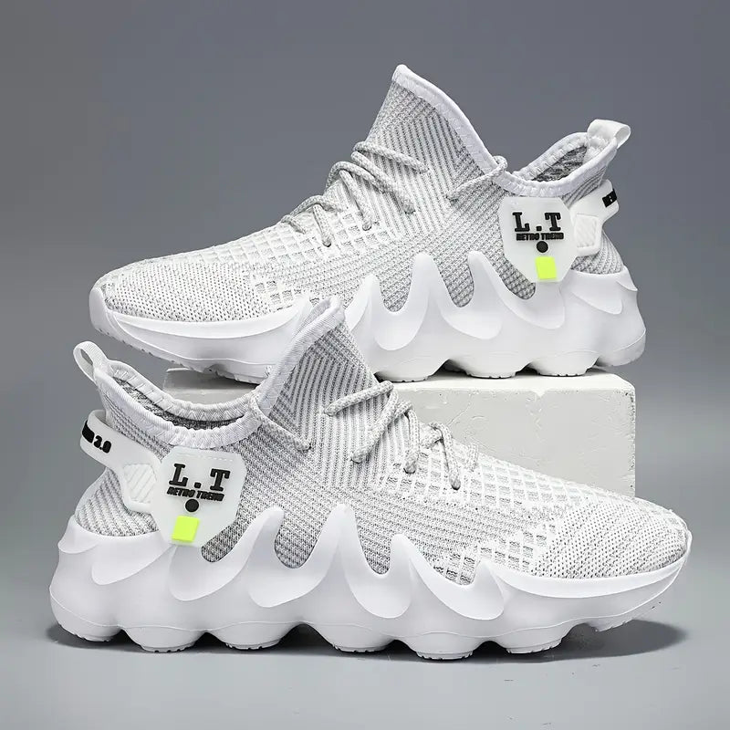 Men'S Fashion Sneakers, Striped Pattern, Low-Top, Breathable Fabric, EVA Sole, No Lining, Casual Running Shoes