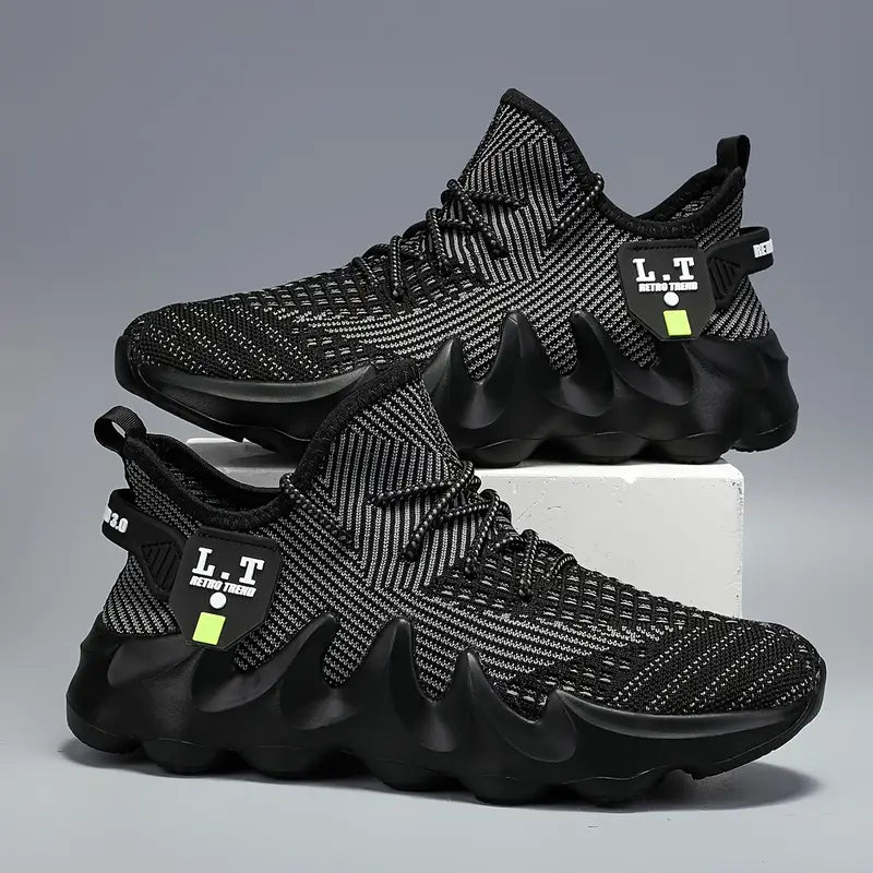 Men'S Fashion Sneakers, Striped Pattern, Low-Top, Breathable Fabric, EVA Sole, No Lining, Casual Running Shoes