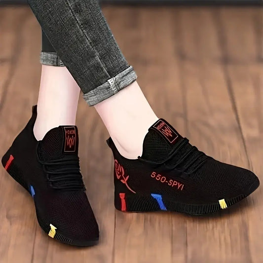 Women'S Breathable Slip-On Sneakers - Soft Fabric Upper, Red Accents, Comfortable Low-Top Design for Casual