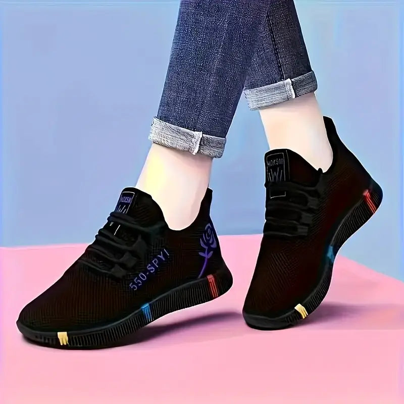 Women'S Breathable Slip-On Sneakers - Soft Fabric Upper, Red Accents, Comfortable Low-Top Design for Casual