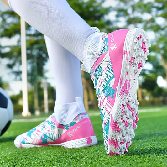 AOPLUS Men's Stylish High-Top Soccer Cleats - Lightweight, Breathable Mesh Lining, Durable