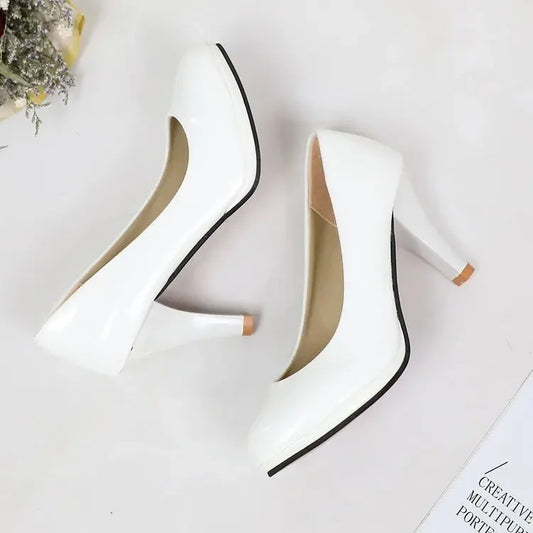 Plus Size European And American Style High Heel Sandals Women's 2025 New Design Thick Heel One Character Strap Head High Heels