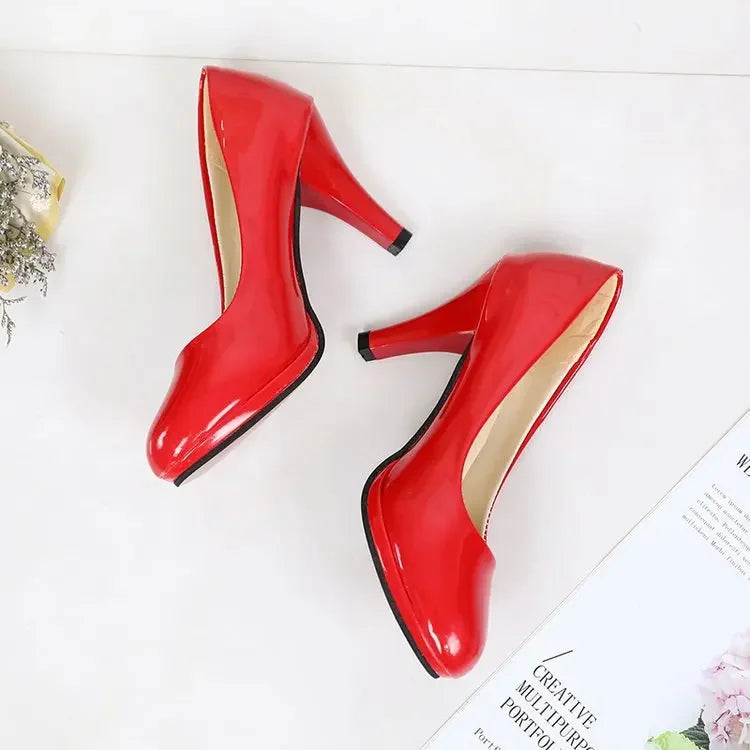 Plus Size European And American Style High Heel Sandals Women's 2025 New Design Thick Heel One Character Strap Head High Heels