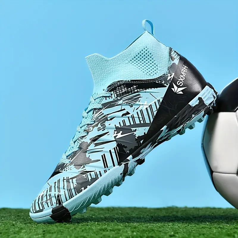AOPLUS Men's Stylish High-Top Soccer Cleats - Lightweight, Breathable Mesh Lining, Durable