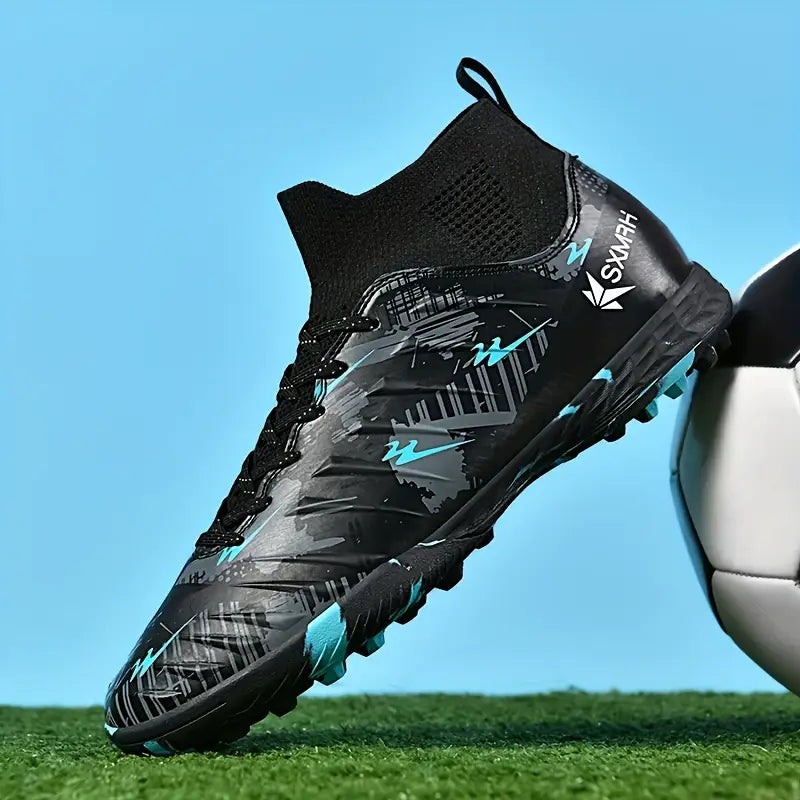 AOPLUS Men's Stylish High-Top Soccer Cleats - Lightweight, Breathable Mesh Lining, Durable