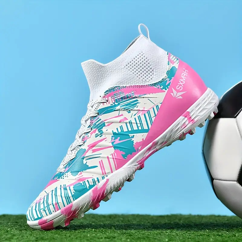 AOPLUS Men's Stylish High-Top Soccer Cleats - Lightweight, Breathable Mesh Lining, Durable