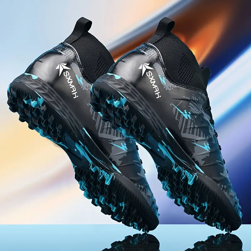 AOPLUS Men's Stylish High-Top Soccer Cleats - Lightweight, Breathable Mesh Lining, Durable