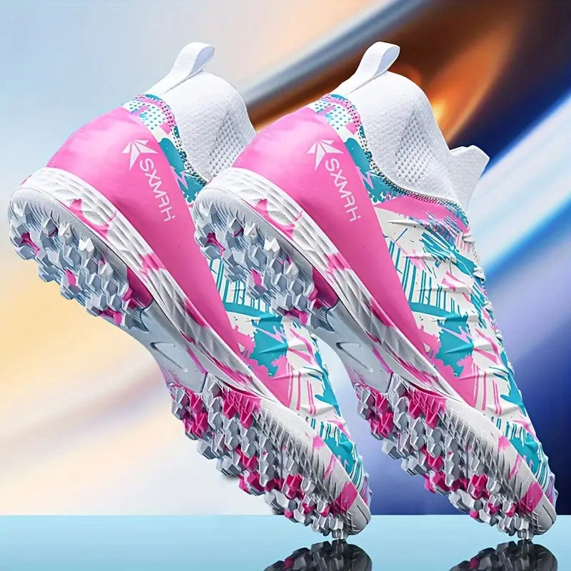 AOPLUS Men's Stylish High-Top Soccer Cleats - Lightweight, Breathable Mesh Lining, Durable