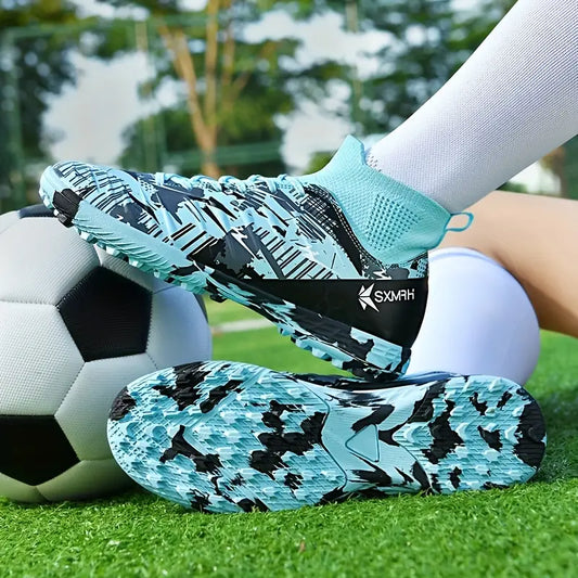 AOPLUS Men's Stylish High-Top Soccer Cleats - Lightweight, Breathable Mesh Lining, Durable