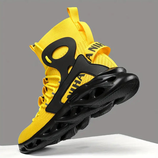 Solid Shock Absorption Blade Type Shoes, Breathable Lace Up Non-Slip Shoes