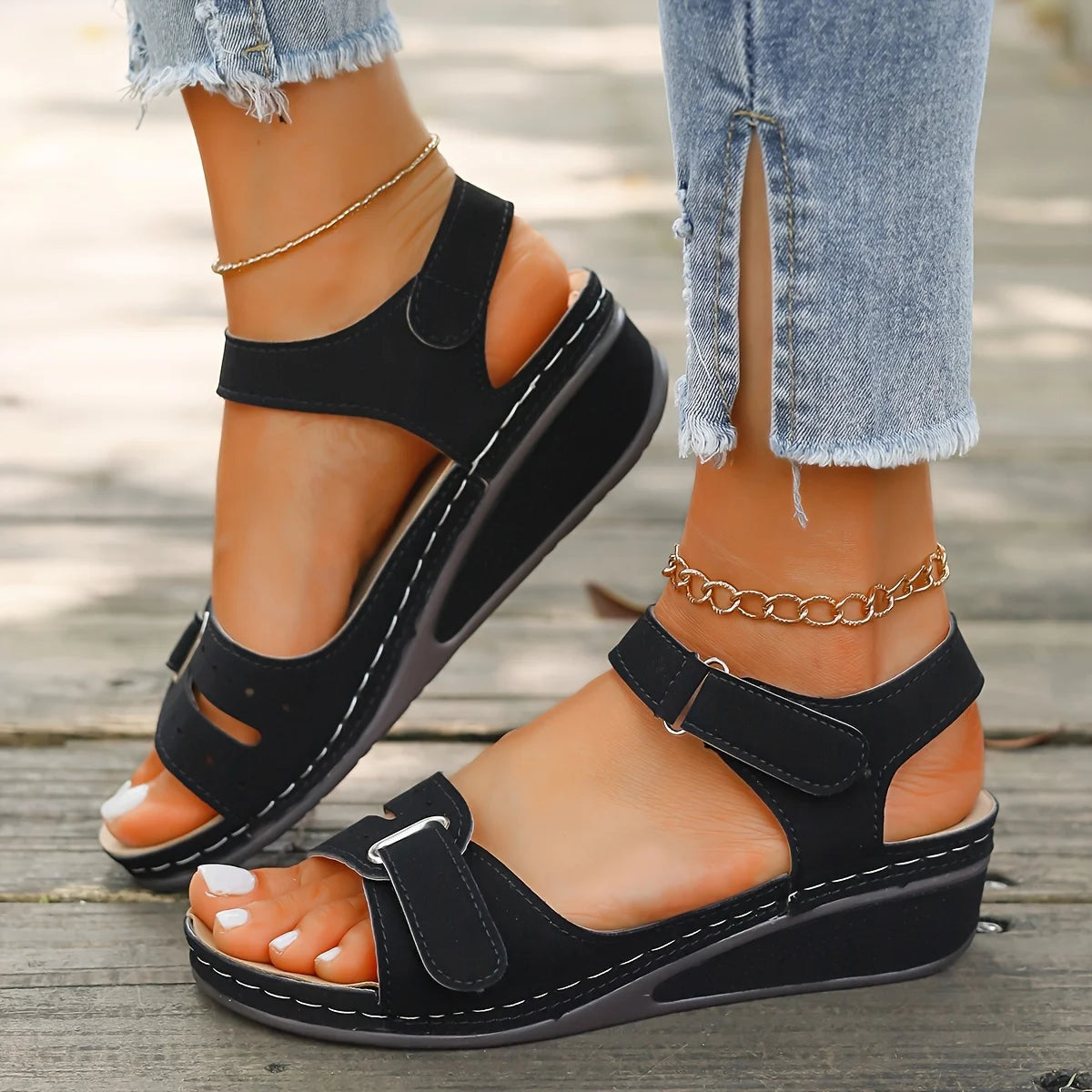New Open Toe Fashion Women's Sandals Summer 2025Soft Sexy Womens Sandals Wedge Buckle Women's Orthopedic Sandal Footwear Female