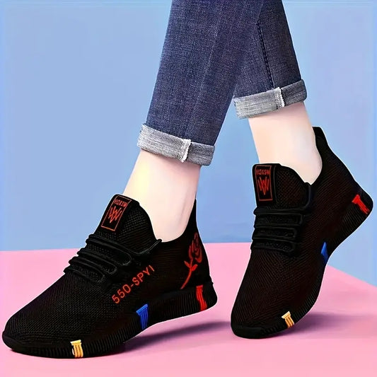 Women'S Breathable Slip-On Sneakers - Soft Fabric Upper, Red Accents, Comfortable Low-Top Design for Casual