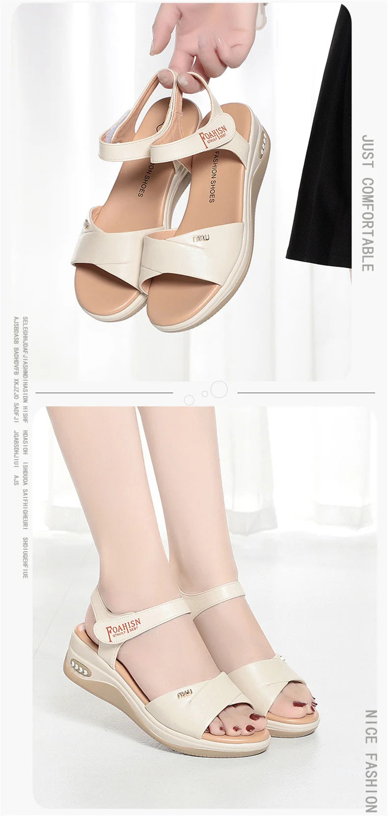 Summer New Women Comfy Roman Wedge Sandals Low Heels Beach Shoes Retro Fashion