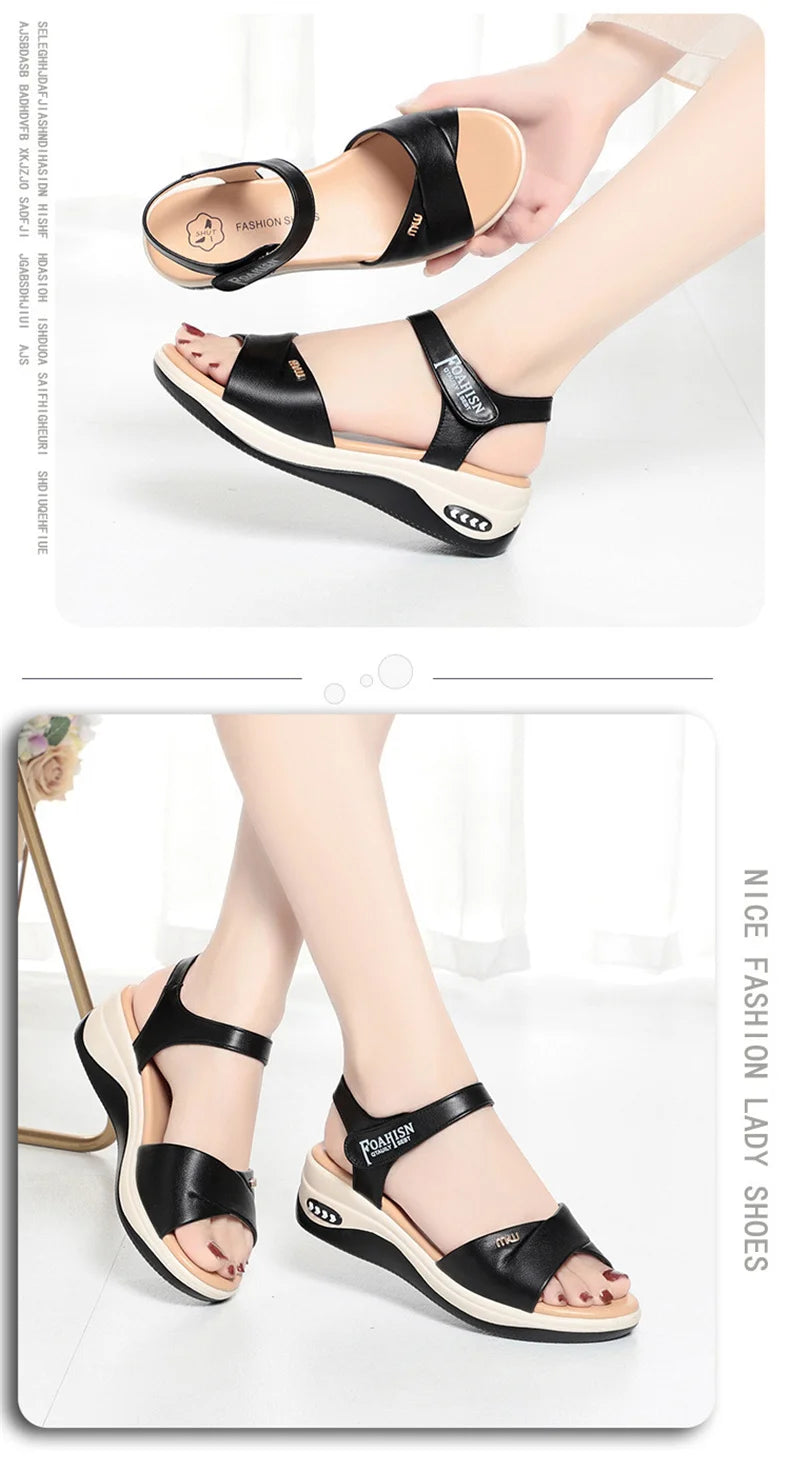 Summer New Women Comfy Roman Wedge Sandals Low Heels Beach Shoes Retro Fashion