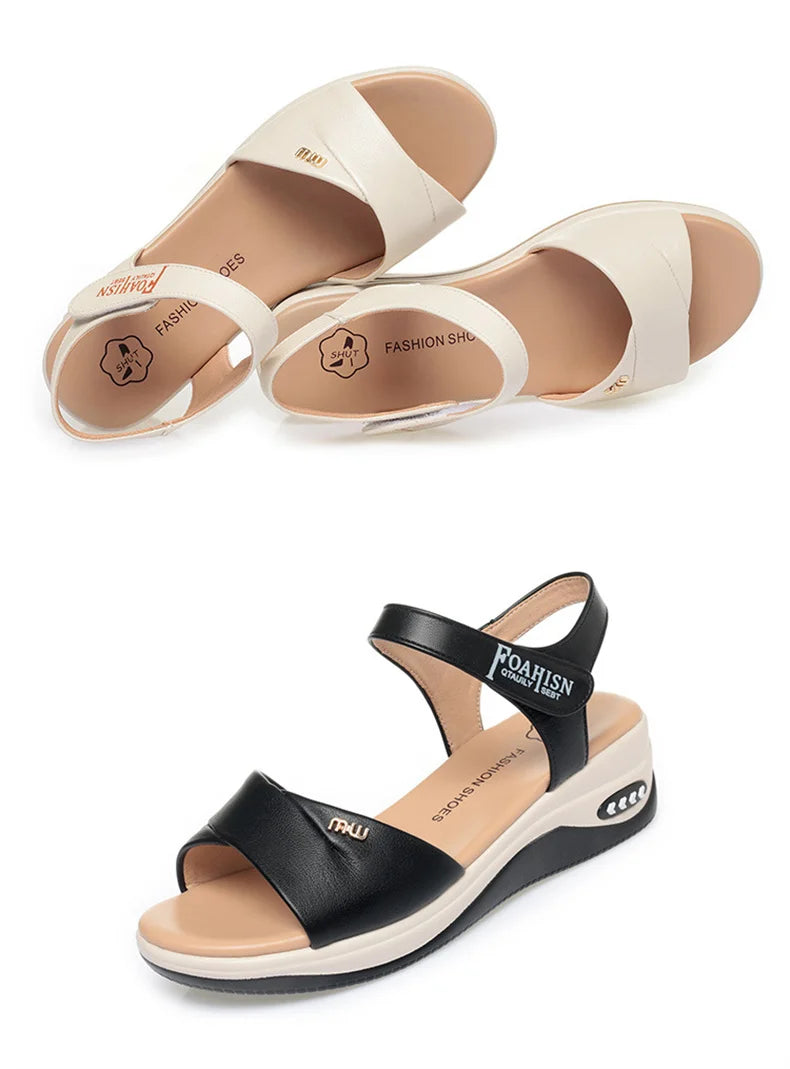 Summer New Women Comfy Roman Wedge Sandals Low Heels Beach Shoes Retro Fashion