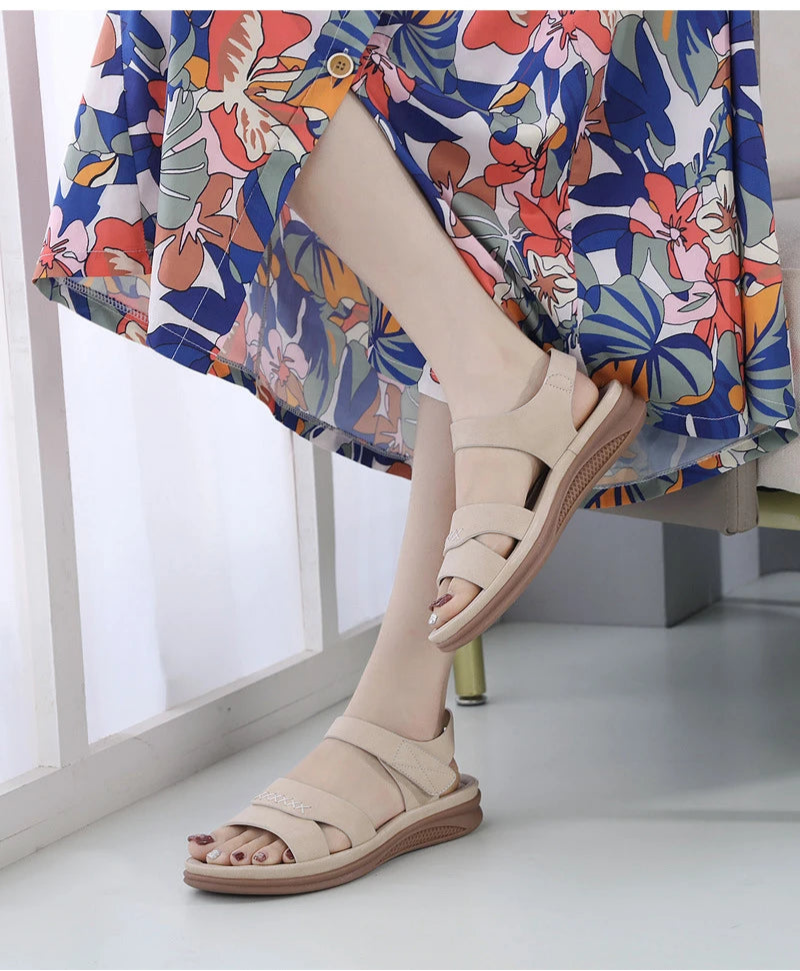 New 2025 European And American Sandals For Women Cross-Border Casual Lightweight Large Size Retro Wedge Comfortable Sandals