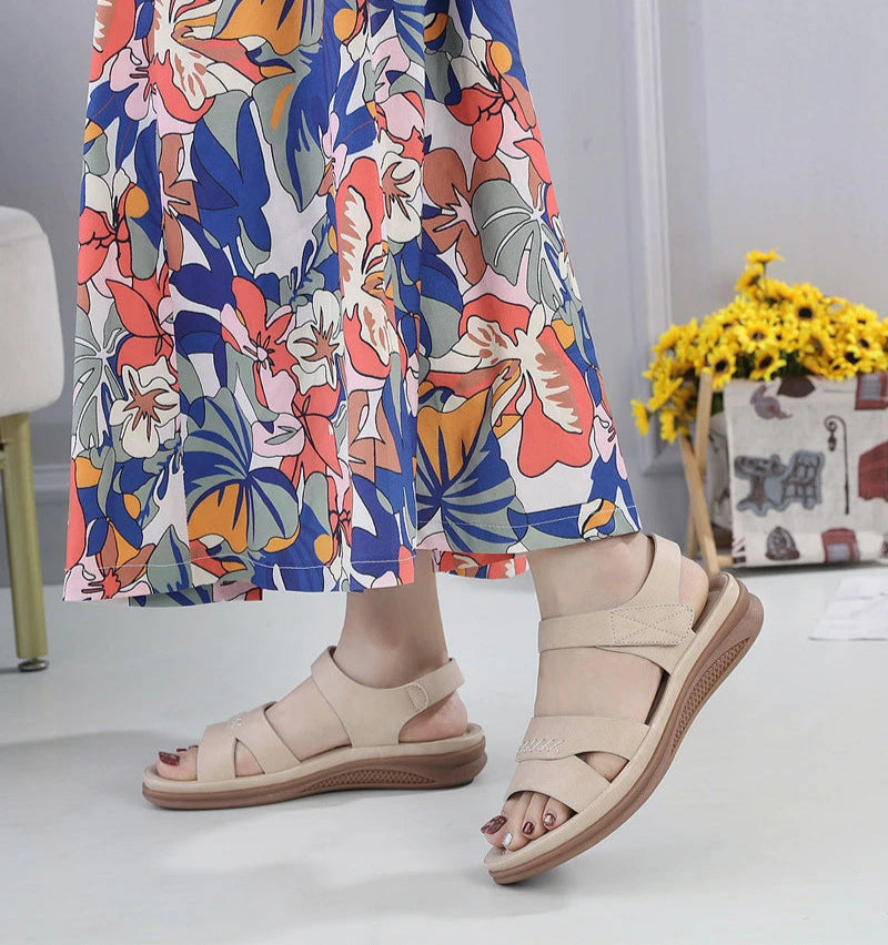 New 2025 European And American Sandals For Women Cross-Border Casual Lightweight Large Size Retro Wedge Comfortable Sandals