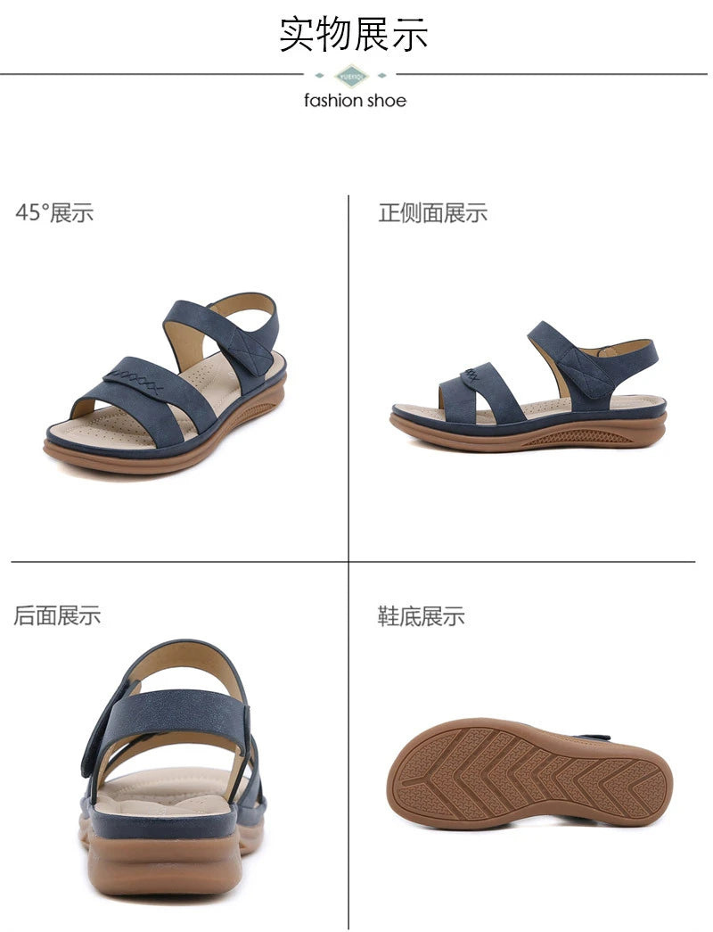 New 2025 European And American Sandals For Women Cross-Border Casual Lightweight Large Size Retro Wedge Comfortable Sandals