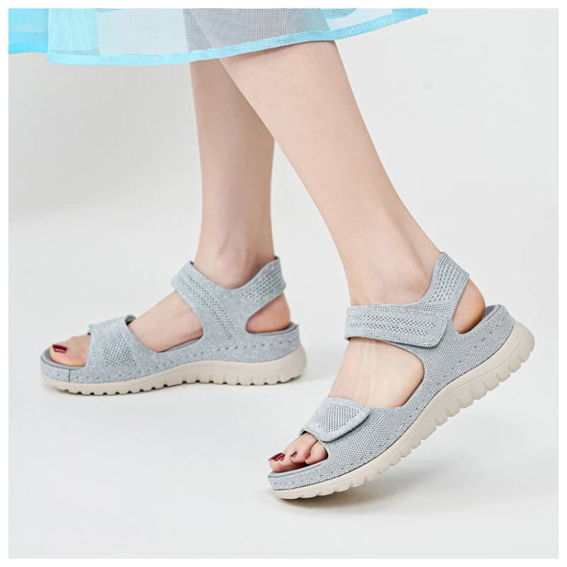 European And American Sports And Casual Sandals New 2025 Velcro Hollow Beach Thick Sole Women's Sandals Comfortable And Simple