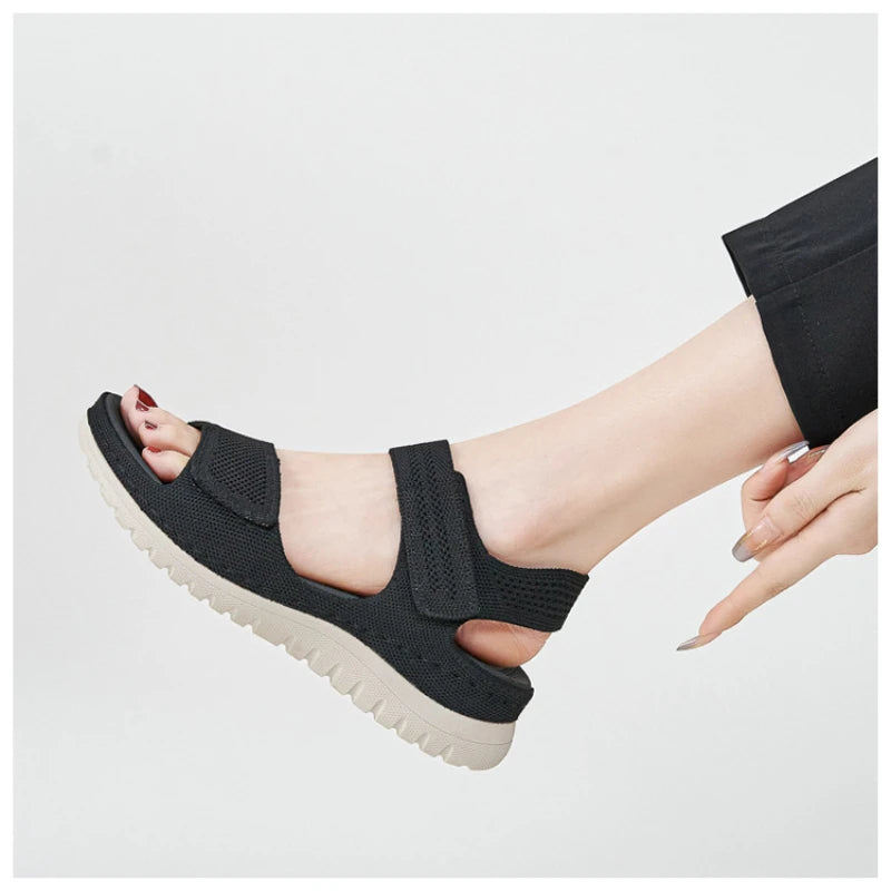 European And American Sports And Casual Sandals New 2025 Velcro Hollow Beach Thick Sole Women's Sandals Comfortable And Simple