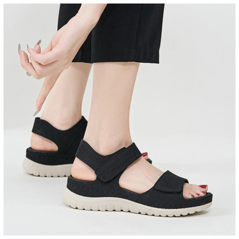 European And American Sports And Casual Sandals New 2025 Velcro Hollow Beach Thick Sole Women's Sandals Comfortable And Simple