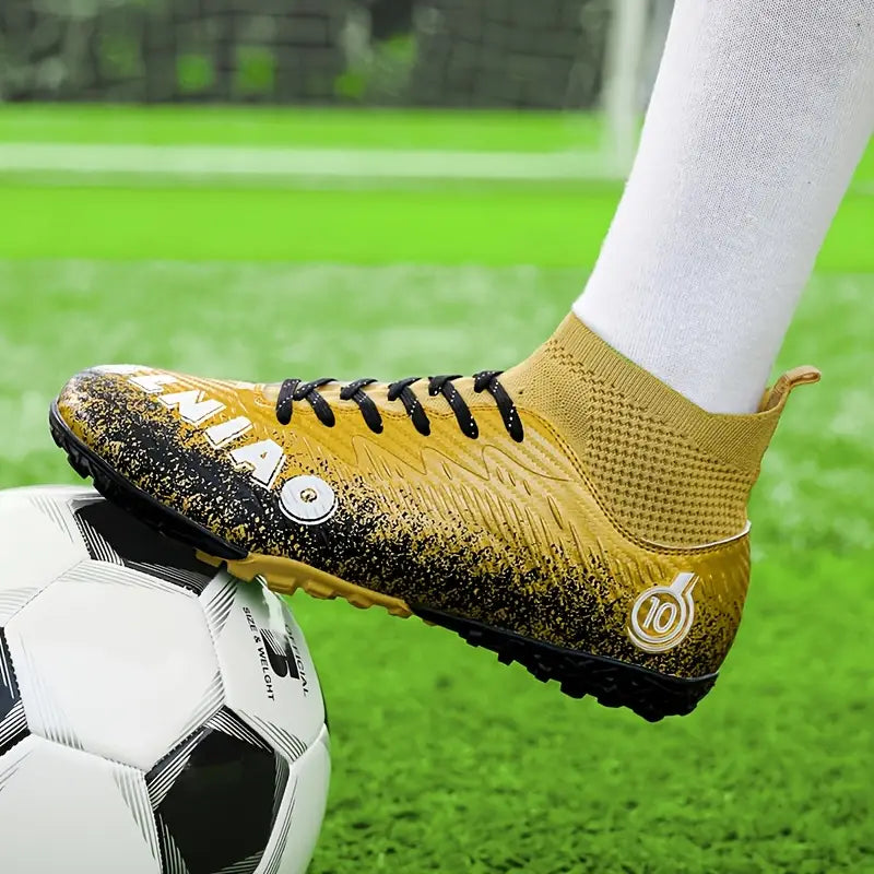Men'S High-Top Soccer Cleats - Breathable, Lightweight, Non-Slip Training Shoes with Widened Sole