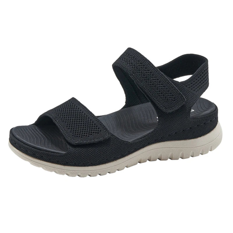 European And American Sports And Casual Sandals New 2025 Velcro Hollow Beach Thick Sole Women's Sandals Comfortable And Simple