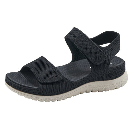 European And American Sports And Casual Sandals New 2025 Velcro Hollow Beach Thick Sole Women's Sandals Comfortable And Simple