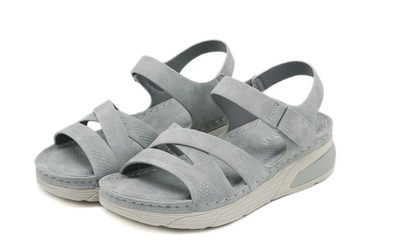 Lightweight Simple Sandals Casual Sports Comfortable Thick Sole Velcro Stitching Large Size Women's Shoes Wedges In Summer