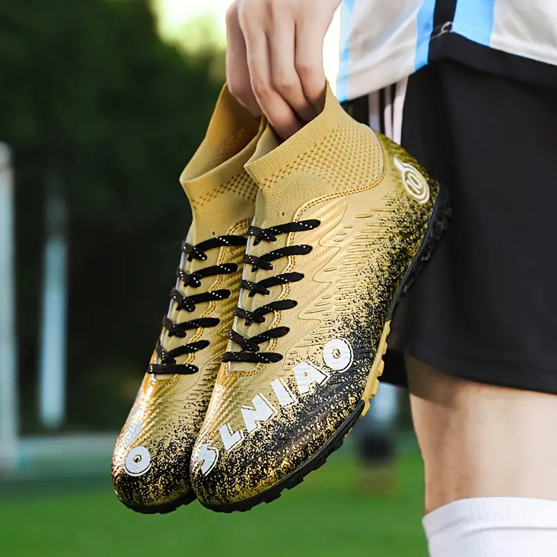 Men'S High-Top Soccer Cleats - Breathable, Lightweight, Non-Slip Training Shoes with Widened Sole