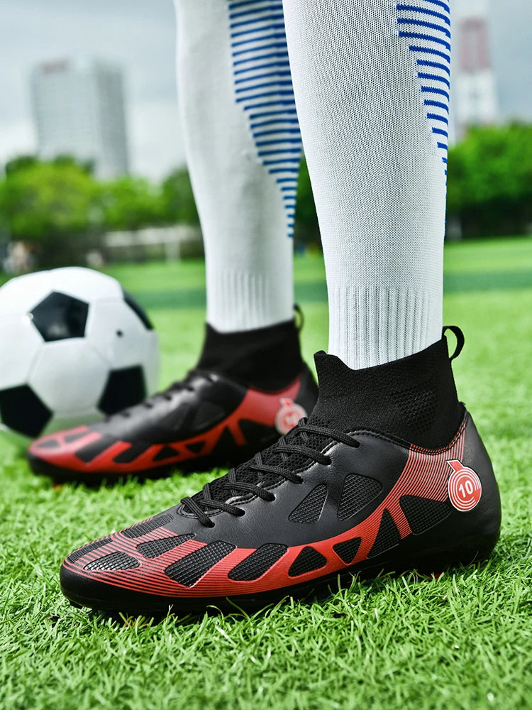 Professional Soccer Shoes Men Outdoor High-Top Sports Football Boots Boots Ag/Fg Long Spikes Artificial Grass Training Match