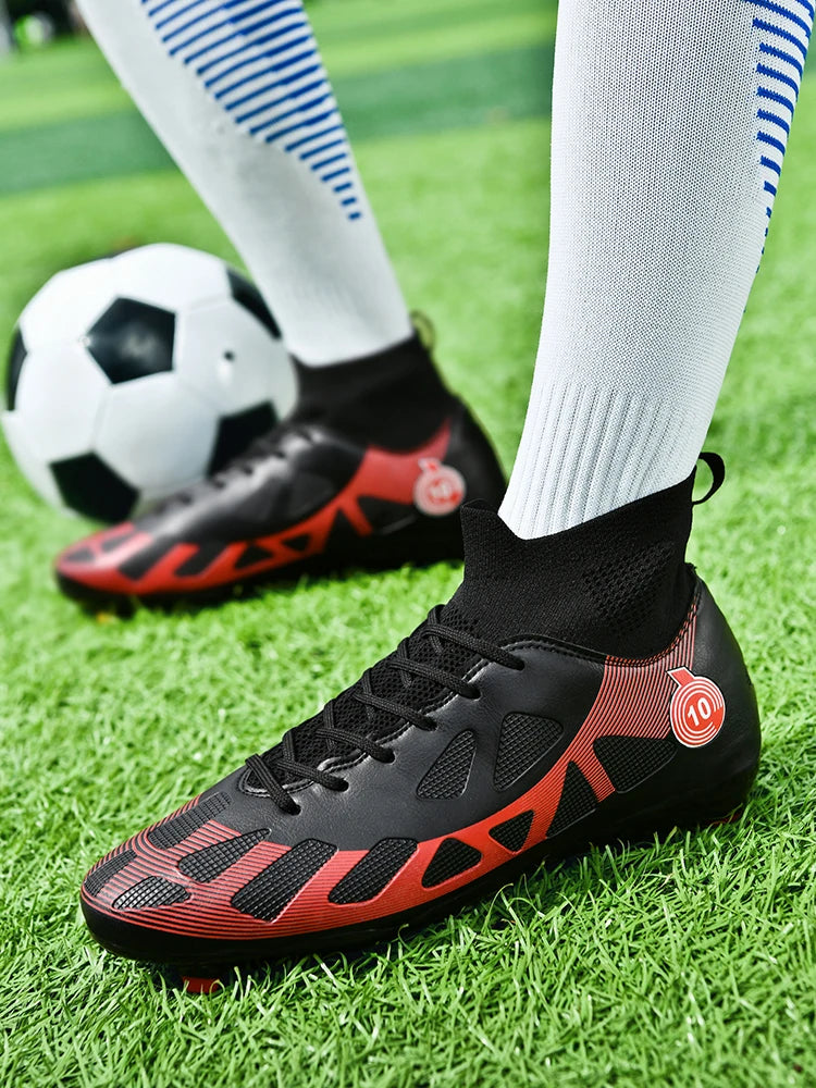 Professional Soccer Shoes Men Outdoor High-Top Sports Football Boots Boots Ag/Fg Long Spikes Artificial Grass Training Match