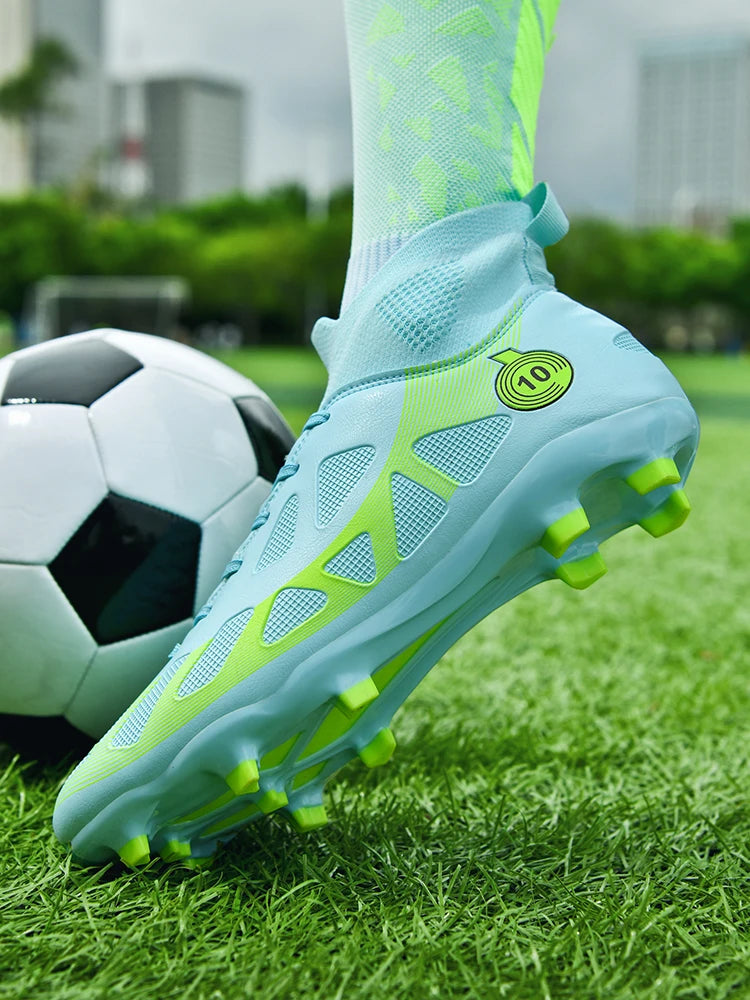 Professional Soccer Shoes Men Outdoor High-Top Sports Football Boots Boots Ag/Fg Long Spikes Artificial Grass Training Match