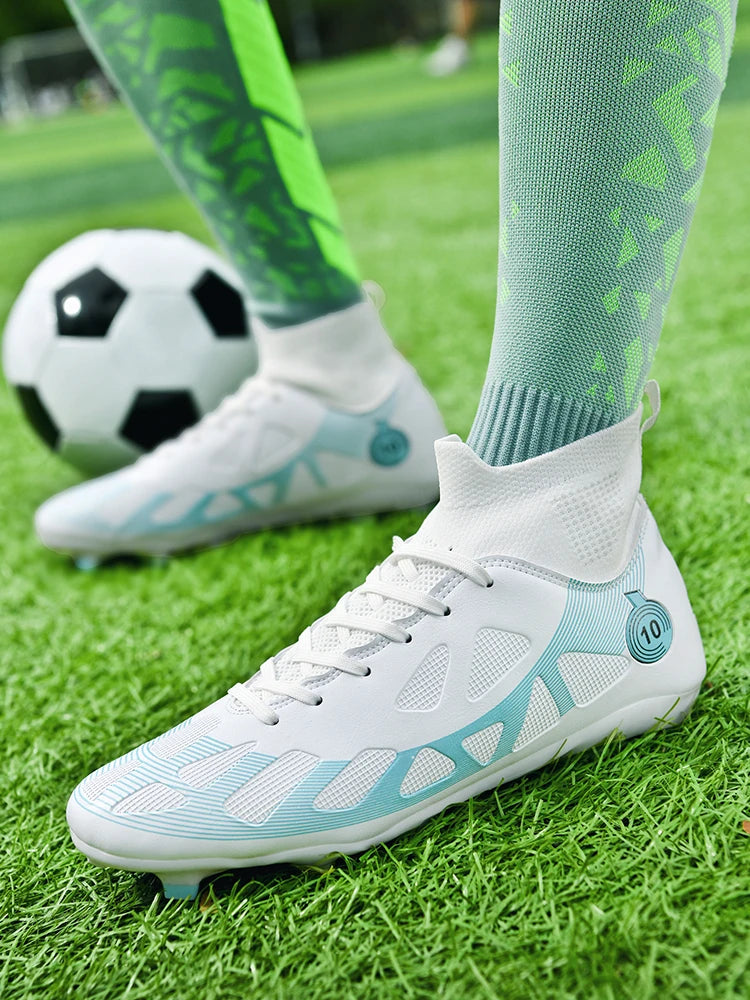Professional Soccer Shoes Men Outdoor High-Top Sports Football Boots Boots Ag/Fg Long Spikes Artificial Grass Training Match