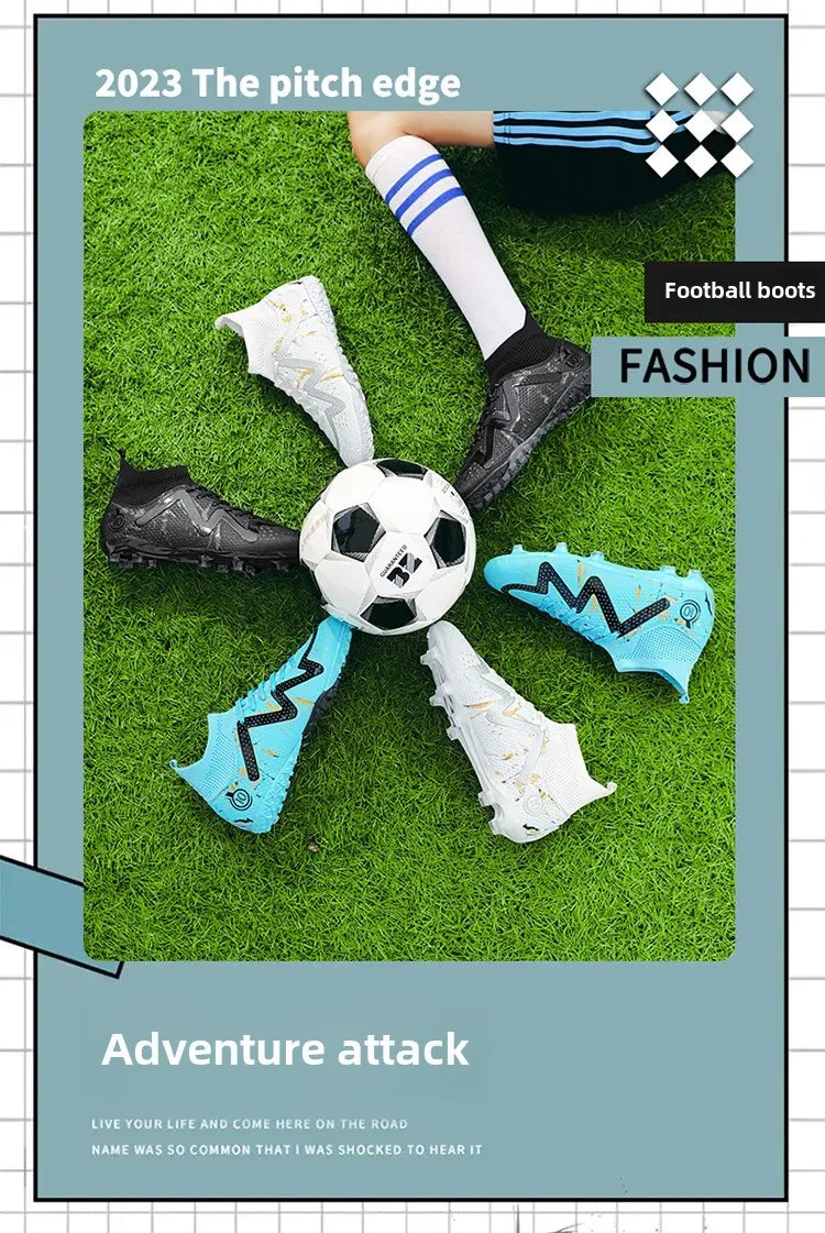 New Cross-Border Men's Football Shoes Anti-Slip Chunky Nails Professional Grass Football Competition And Training Shoes