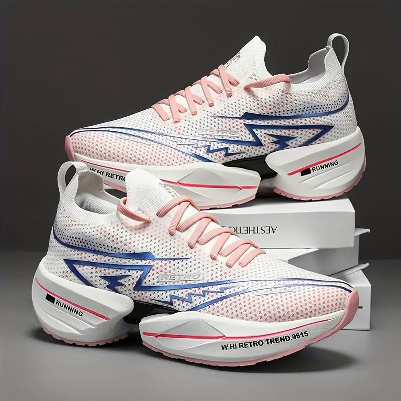Men's Slip-On Sneakers - Breathable Running Shoes with Geometric & Letter Print for Gym & Casual Attire